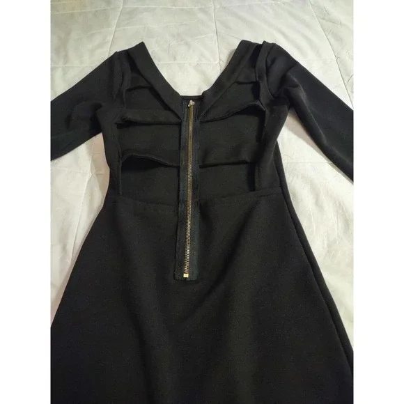 Mink Pink Dress Size S Black Cold Back Long Sleeve - Picture 8 of 8